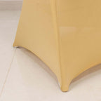 Stretch Spandex Chair Cover Champagne for Folding Chairs - Secure Fit Slipcover with Silver Rhinestone Buckled Sash Band - Bell Racket Store