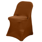 Stretch Spandex Chair Cover Cinnamon Brown for Folding Chairs - Reusable & Wrinkle - Resistant 160GSM Fitted Slipcover - Bell Racket Store