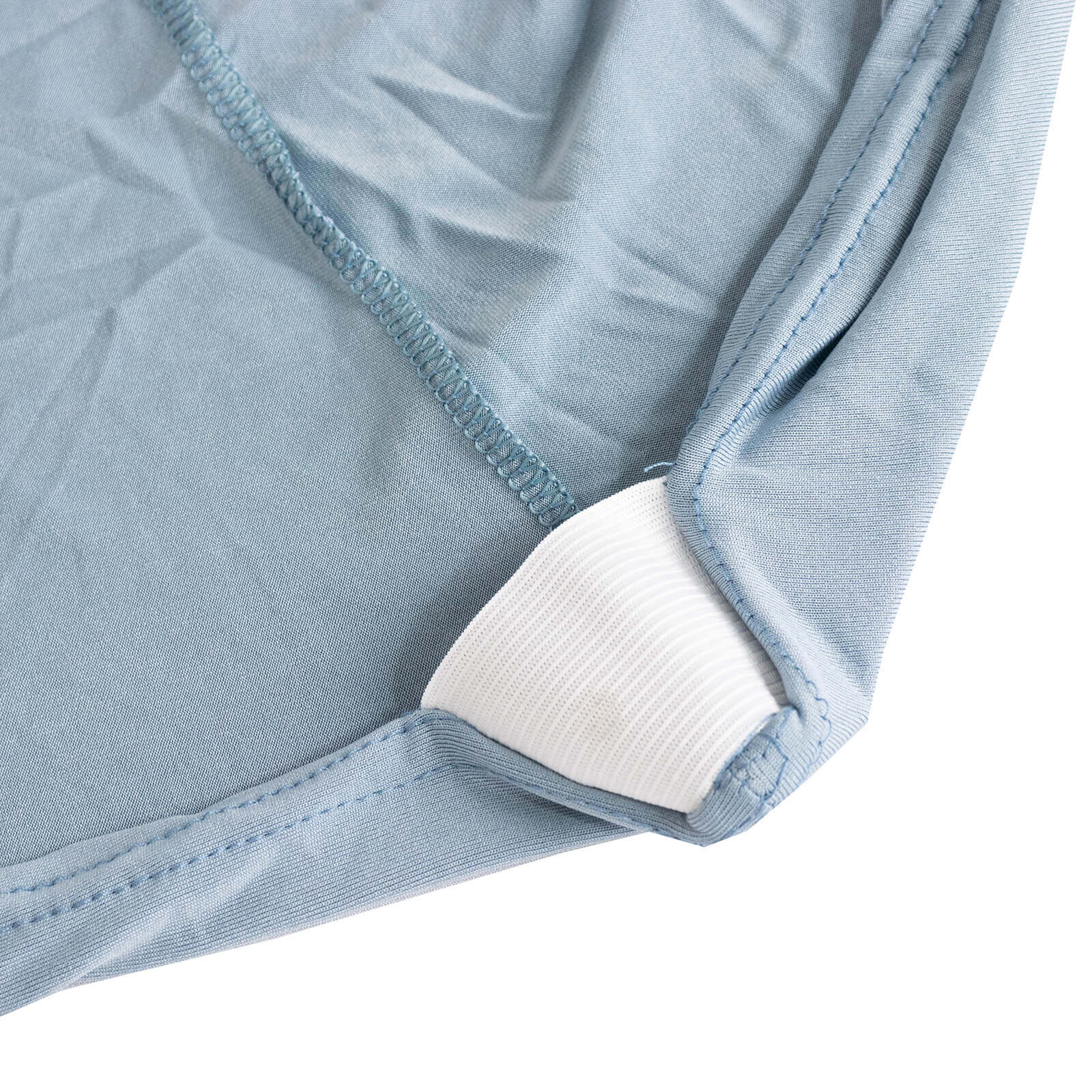 Stretch Spandex Chair Cover Dusty Blue for Folding Chairs - Secure Fit Slipcover with Silver Rhinestone Buckled Sash Band - Bell Racket Store