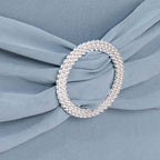 Stretch Spandex Chair Cover Dusty Blue for Folding Chairs - Secure Fit Slipcover with Silver Rhinestone Buckled Sash Band - Bell Racket Store