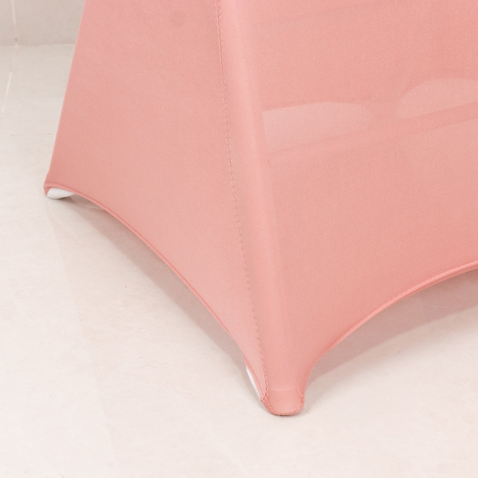 Stretch Spandex Chair Cover Dusty Rose for Folding Chairs - Secure Fit Slipcover with Silver Rhinestone Buckled Sash Band - Bell Racket Store