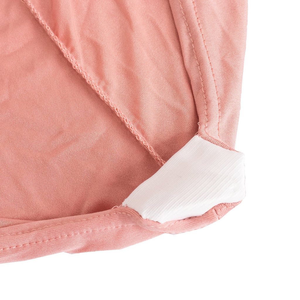 Stretch Spandex Chair Cover Dusty Rose for Folding Chairs - Secure Fit Slipcover with Silver Rhinestone Buckled Sash Band - Bell Racket Store