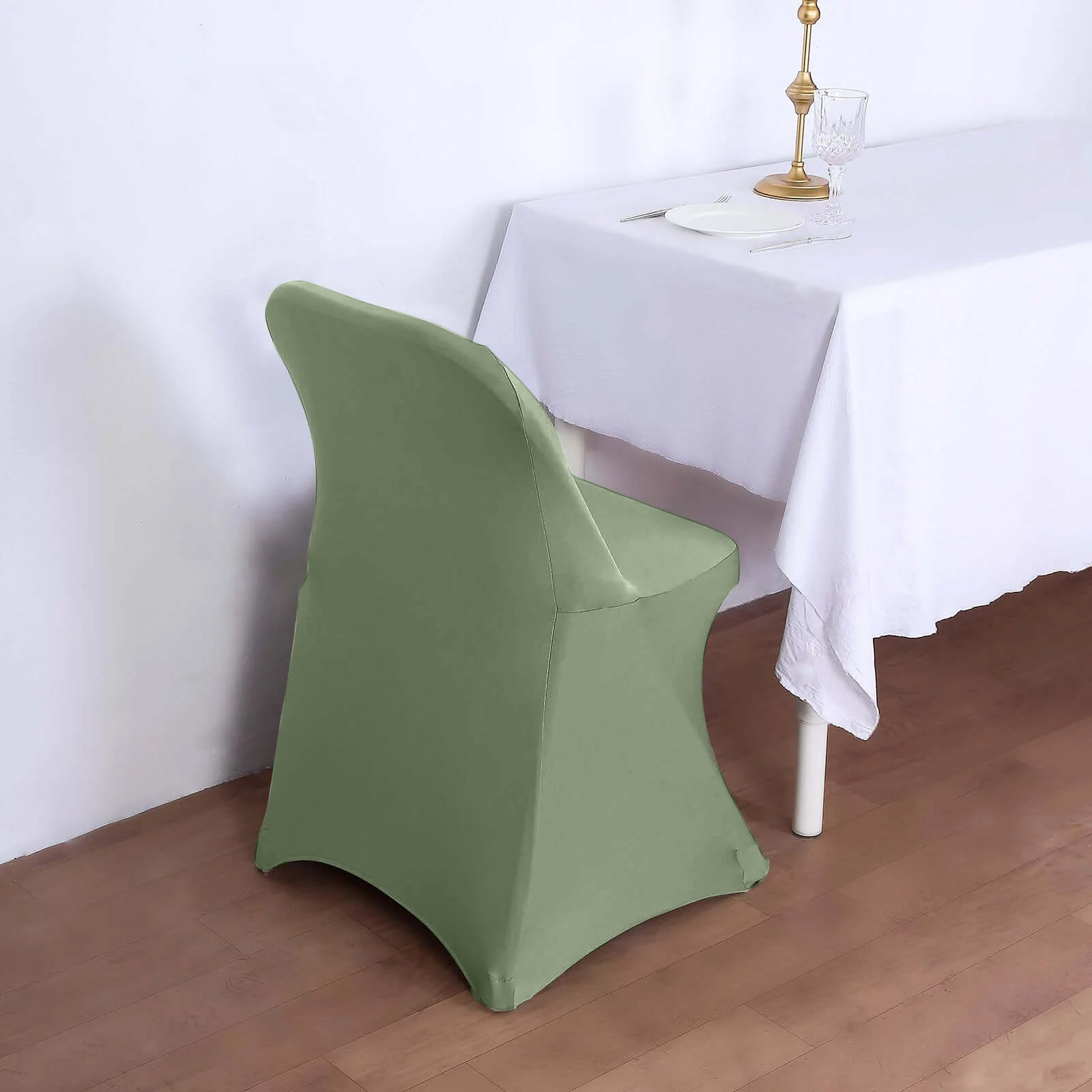 Stretch Spandex Chair Cover Dusty Sage Green for Folding Chairs - Reusable & Wrinkle - Resistant 160GSM Fitted Slipcover - Bell Racket Store