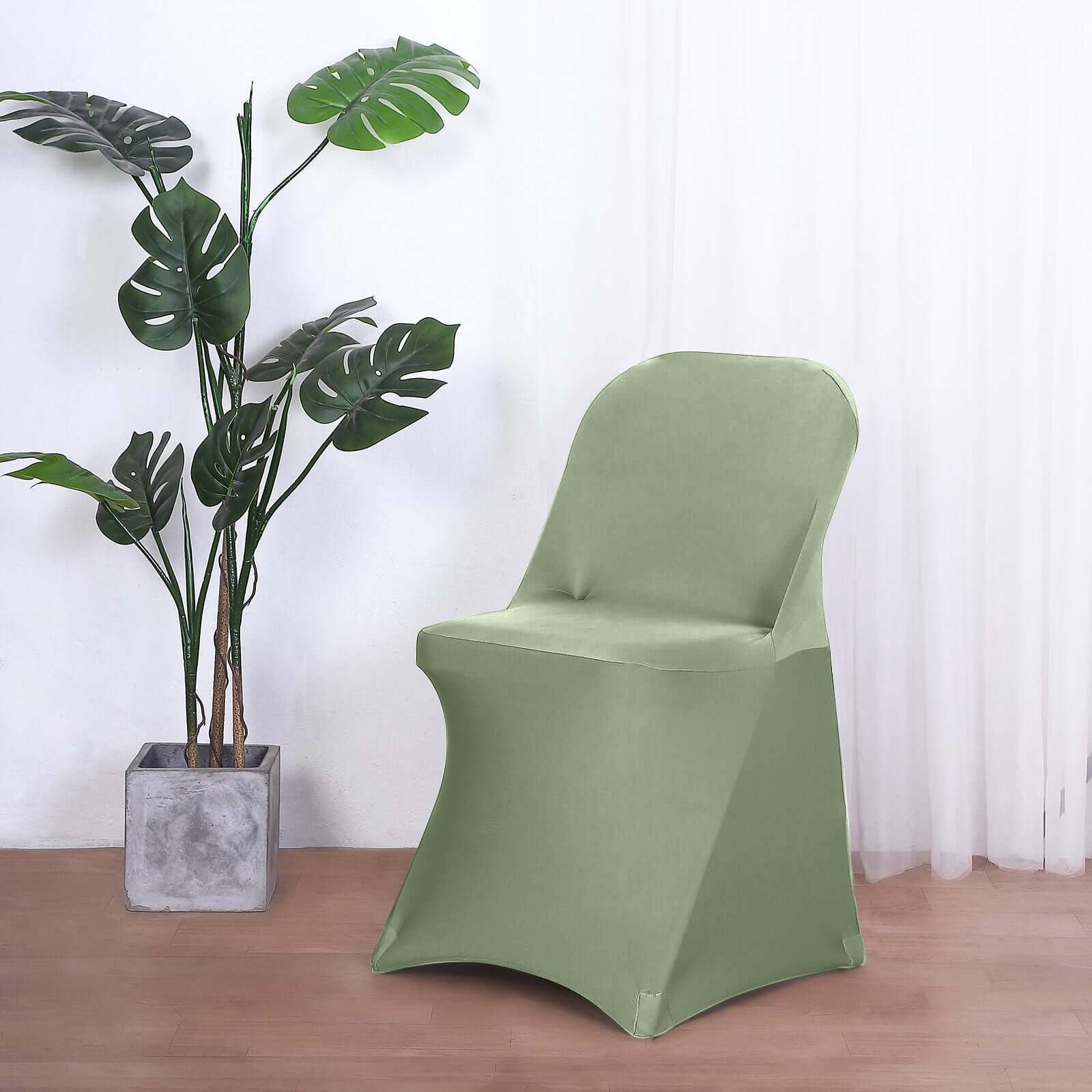 Stretch Spandex Chair Cover Dusty Sage Green for Folding Chairs - Reusable & Wrinkle - Resistant 160GSM Fitted Slipcover - Bell Racket Store