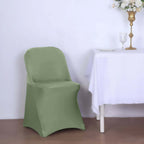 Stretch Spandex Chair Cover Dusty Sage Green for Folding Chairs - Reusable & Wrinkle - Resistant 160GSM Fitted Slipcover - Bell Racket Store