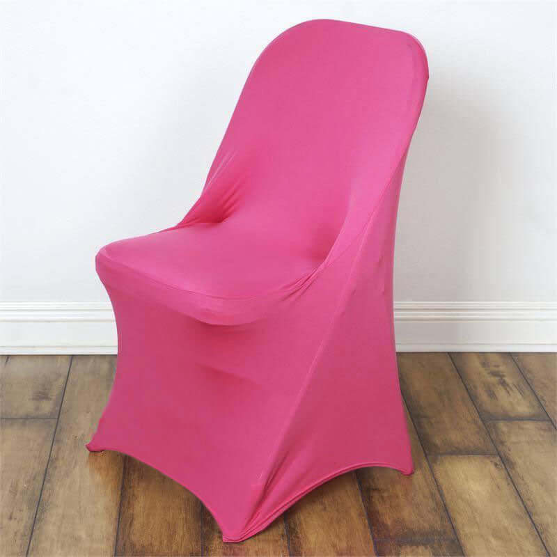 Stretch Spandex Chair Cover Fuchsia for Folding Chairs - Reusable & Wrinkle - Resistant 160GSM Fitted Slipcover - NestOCart