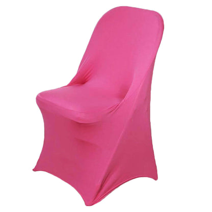 Stretch Spandex Chair Cover Fuchsia for Folding Chairs - Reusable & Wrinkle - Resistant 160GSM Fitted Slipcover - NestOCart