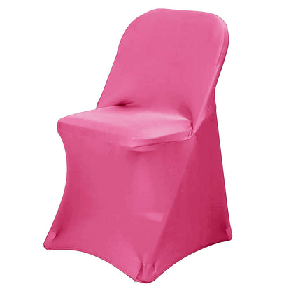 Stretch Spandex Chair Cover Fuchsia for Folding Chairs - Reusable & Wrinkle - Resistant 160GSM Fitted Slipcover - NestOCart