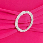 Stretch Spandex Chair Cover Fuchsia for Folding Chairs - Secure Fit Slipcover with Silver Rhinestone Buckled Sash Band - Bell Racket Store