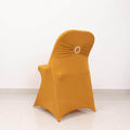Stretch Spandex Chair Cover Gold for Folding Chairs - Enhanced Style & Secure Fit Slipcover with Stunning Silver Rhinestone Buckled Sash Band - Bell Racket Store