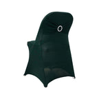 Stretch Spandex Chair Cover Hunter Emerald Green for Folding Chairs - Secure Fit Slipcover with Silver Rhinestone Buckled Sash Band - Bell Racket Store