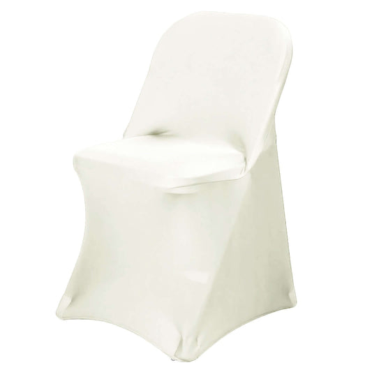 Stretch Spandex Chair Cover Ivory for Folding Chairs - Reusable & Wrinkle - Resistant 160GSM Fitted Slipcover - NestOCart