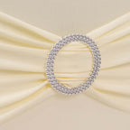 Stretch Spandex Chair Cover Ivory for Folding Chairs - Secure Fit Slipcover with Silver Rhinestone Buckled Sash Band - Bell Racket Store