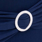 Stretch Spandex Chair Cover Navy Blue for Folding Chairs - Secure Fit Slipcover with Silver Rhinestone Buckled Sash Band - Bell Racket Store