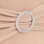 Stretch Spandex Chair Cover Nude for Folding Chairs - Secure Fit Slipcover with Silver Rhinestone Buckled Sash Band - Bell Racket Store