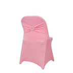 Stretch Spandex Chair Cover Pink for Folding Chairs - Secure Fit Slipcover with Silver Rhinestone Buckled Sash Band - Bell Racket Store