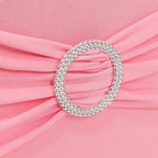 Stretch Spandex Chair Cover Pink for Folding Chairs - Secure Fit Slipcover with Silver Rhinestone Buckled Sash Band - Bell Racket Store