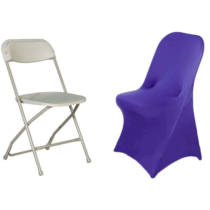 Stretch Spandex Chair Cover Purple for Folding Chairs - Reusable & Wrinkle - Resistant 160GSM Fitted Slipcover - NestOCart