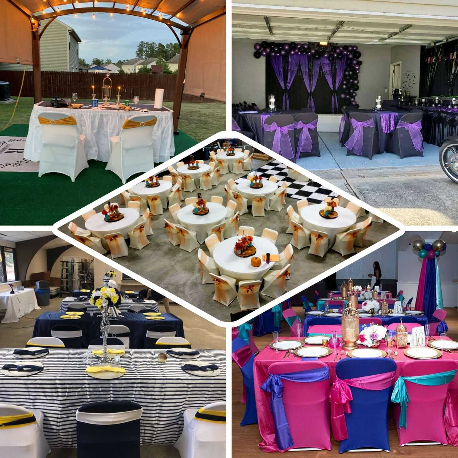 Stretch Spandex Chair Cover Purple for Folding Chairs - Reusable & Wrinkle - Resistant 160GSM Fitted Slipcover - NestOCart