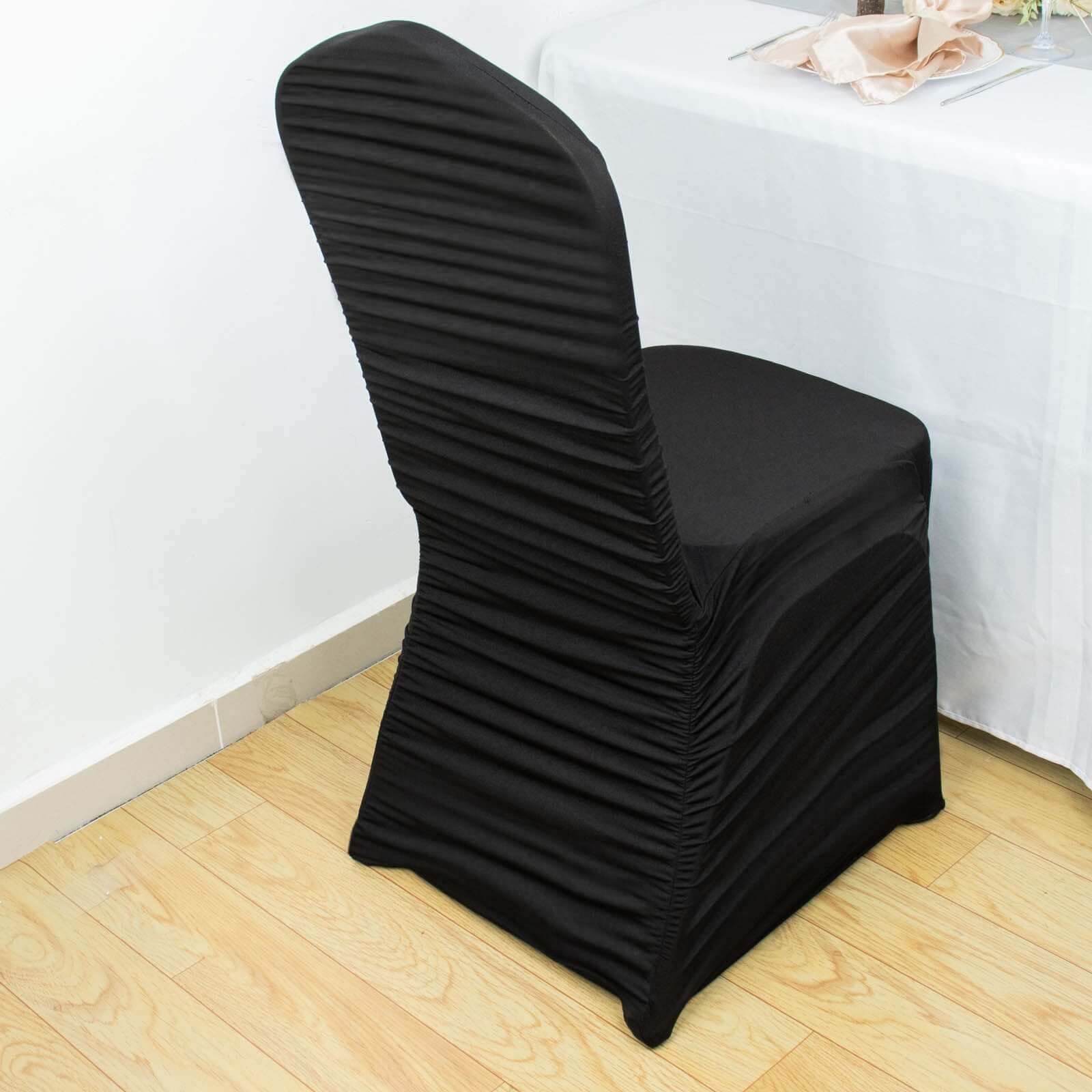Stretch Spandex Chair Cover Rouge for Banquet Chairs Black - Fitted Slip - On Slipcover - Bell Racket Store
