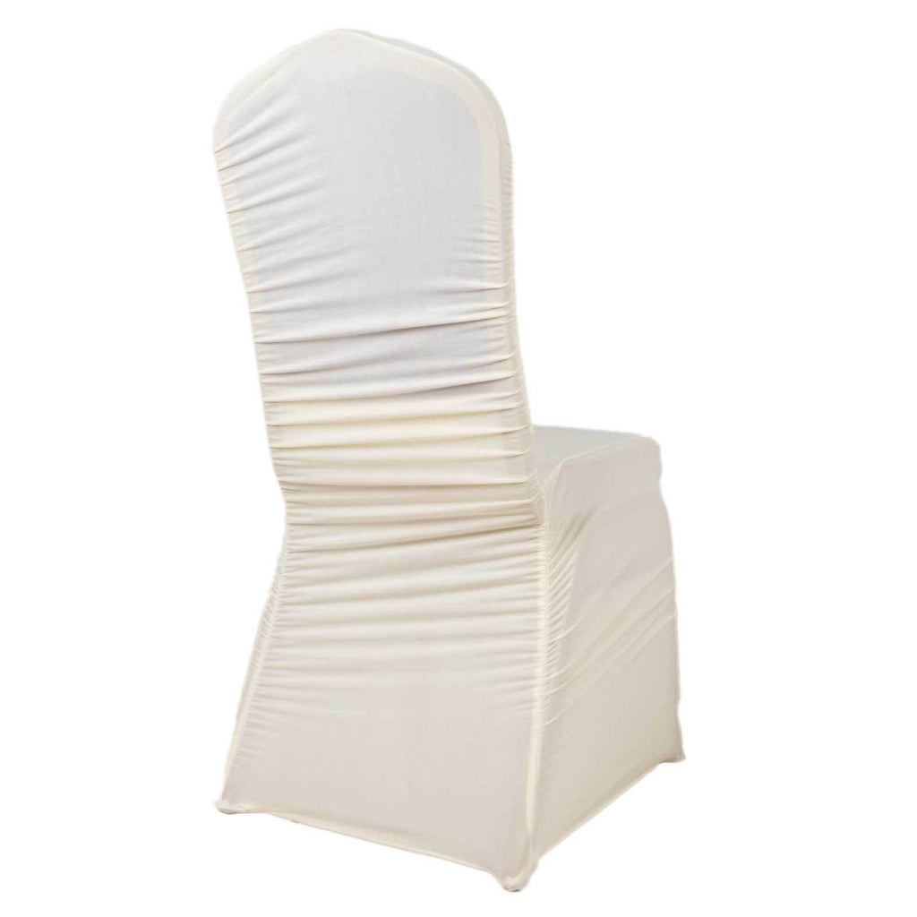 Stretch Spandex Chair Cover Rouge for Banquet Chairs Ivory - Fitted Slip - On Slipcover - Bell Racket Store