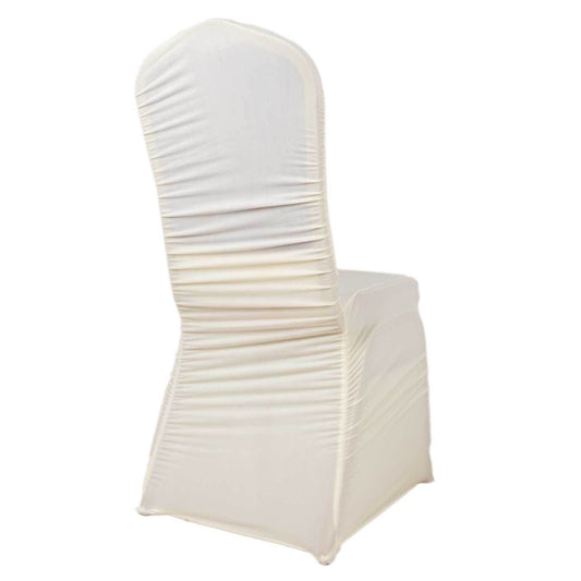 Stretch Spandex Chair Cover Rouge for Banquet Chairs Ivory - Fitted Slip - On Slipcover - Bell Racket Store