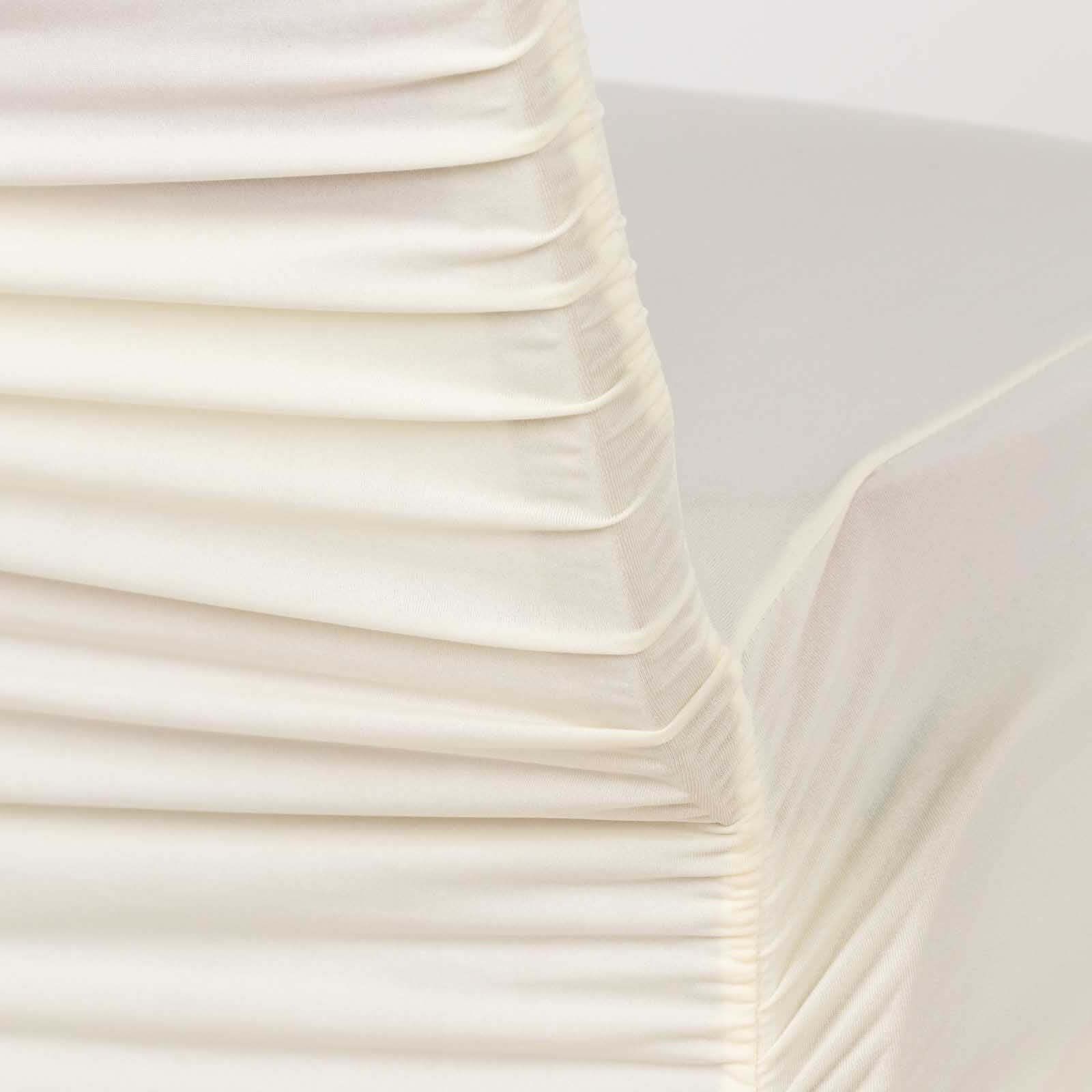 Stretch Spandex Chair Cover Rouge for Banquet Chairs Ivory - Fitted Slip - On Slipcover - Bell Racket Store