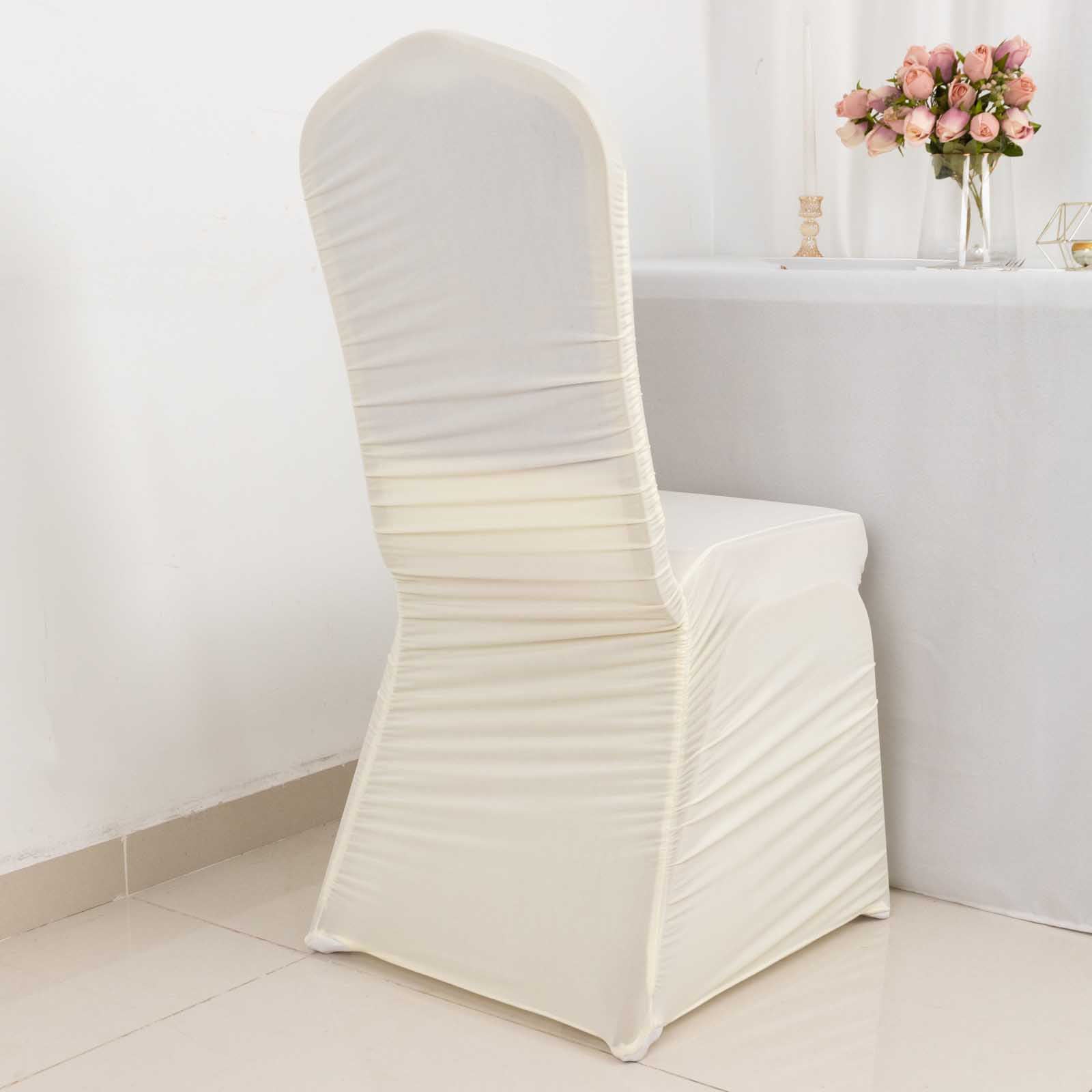 Stretch Spandex Chair Cover Rouge for Banquet Chairs Ivory - Fitted Slip - On Slipcover - Bell Racket Store