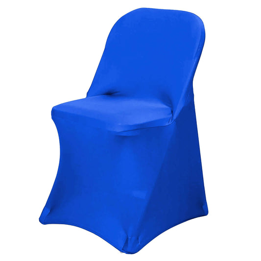 Stretch Spandex Chair Cover Royal Blue for Folding Chairs - Reusable & Wrinkle - Resistant 160GSM Fitted Slipcover - NestOCart