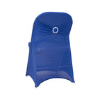 Stretch Spandex Chair Cover Royal Blue for Folding Chairs - Secure Fit Slipcover with Silver Rhinestone Buckled Sash Band - Bell Racket Store