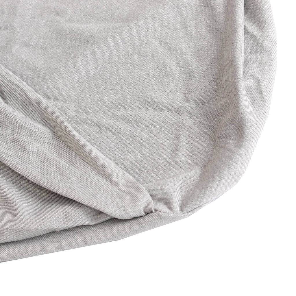 Stretch Spandex Chair Cover Silver for Folding Chairs - Secure Fit Slipcover with Silver Rhinestone Buckled Sash Band - Bell Racket Store