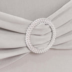 Stretch Spandex Chair Cover Silver for Folding Chairs - Secure Fit Slipcover with Silver Rhinestone Buckled Sash Band - Bell Racket Store