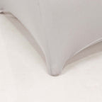 Stretch Spandex Chair Cover Silver for Folding Chairs - Secure Fit Slipcover with Silver Rhinestone Buckled Sash Band - Bell Racket Store