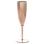 6-Pack Plastic Champagne Flutes in Metallic Rose Gold - Classy Disposable Champagne Glasses for Toasting & Cocktail Parties 5oz
