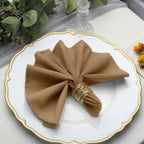 5 Pack Polyester 17"x17" Napkins Taupe - Durable & Wrinkle Resistant Dinner Napkins