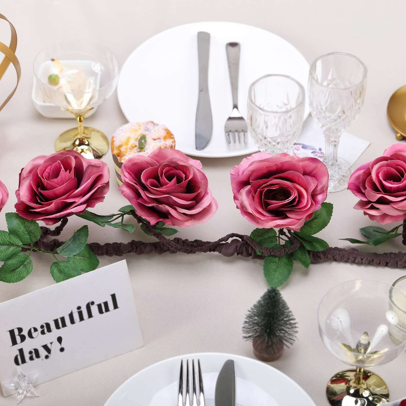 6ft Dusty Rose Artificial Silk Rose Hanging Flower Garland Faux Vine