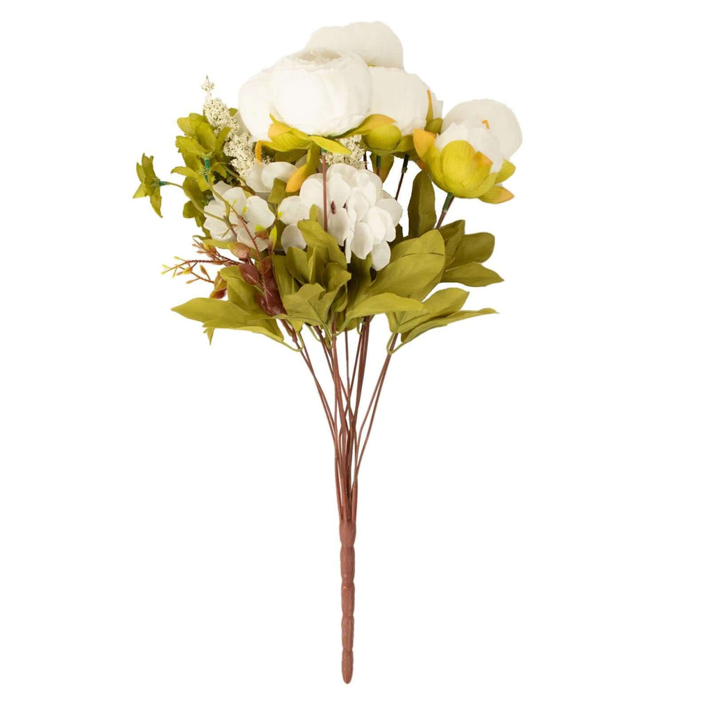 2 Pack 19" White Artificial Peony Flower Wedding Bouquets, Faux Silk Flower Arrangements