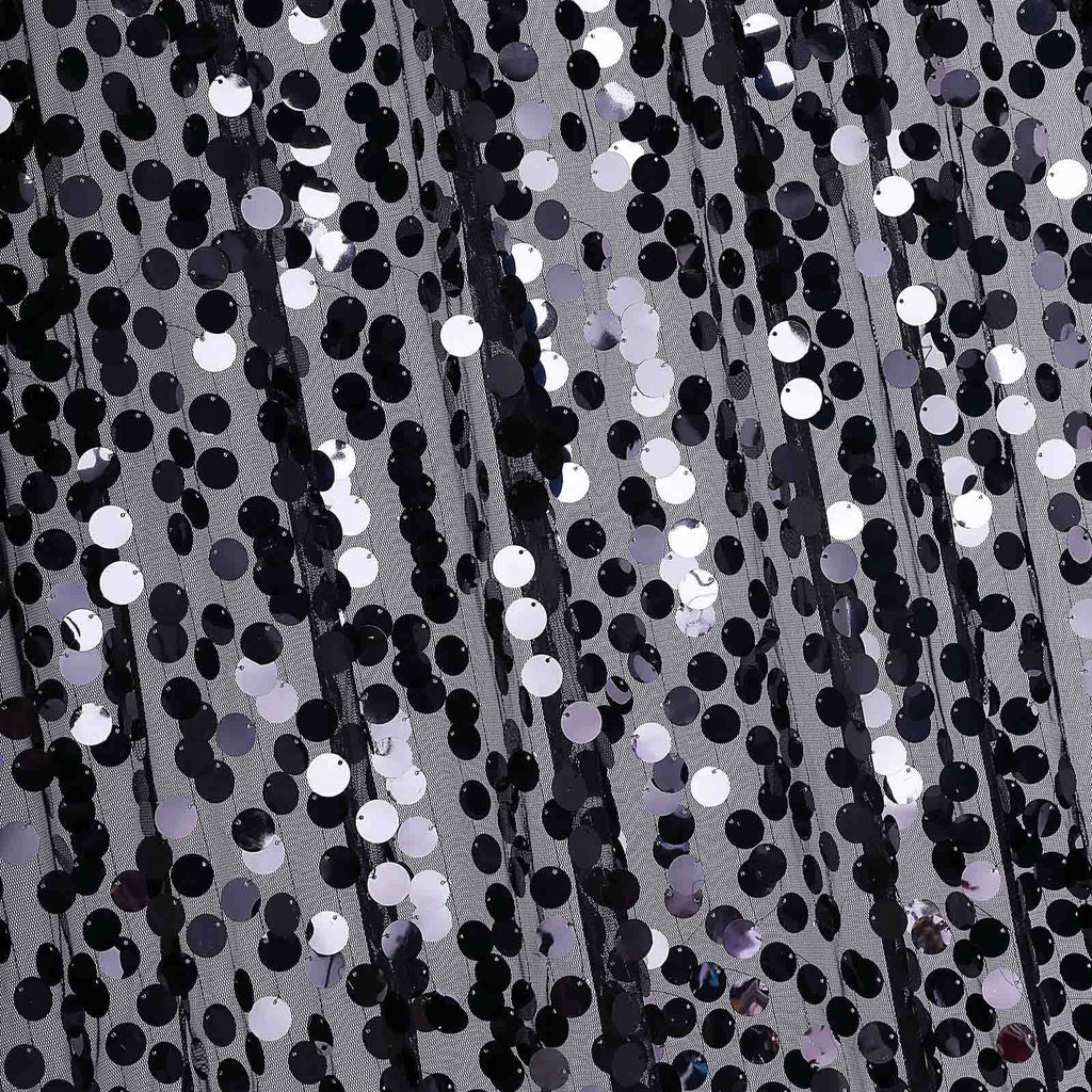 8ftx8ft Black Big Payette Sequin Event Curtain Drapes, Backdrop Event Panel