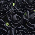 24 Roses 2" Black Artificial Foam Flowers With Stem Wire and Leaves