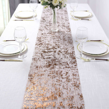 Mesh Polyester 108" Table Runner Roll Metallic Bronze - Distressed Foil Look Disposable Table Decor