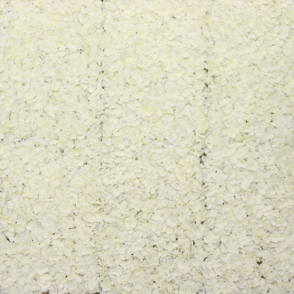 11 Sq ft. Cream UV Protected Hydrangea Flower Wall Mat Backdrop - 4 Artificial Panels