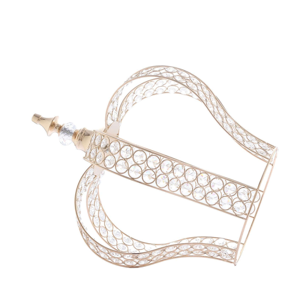 Crystal-Bead Royal Crown Cake Topper Metallic Gold - Themed Baby Showers Cakes & Event Centerpieces 16"