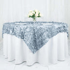 Taffeta 72"x72" Table Overlay Square Tablecloth Dusty Blue - 3D Leaf Petal Table Cover
