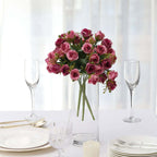 2 Pack 12" Dusty Rose Artificial Open Rose Flower Arrangements, Small Faux Floral Bouquets