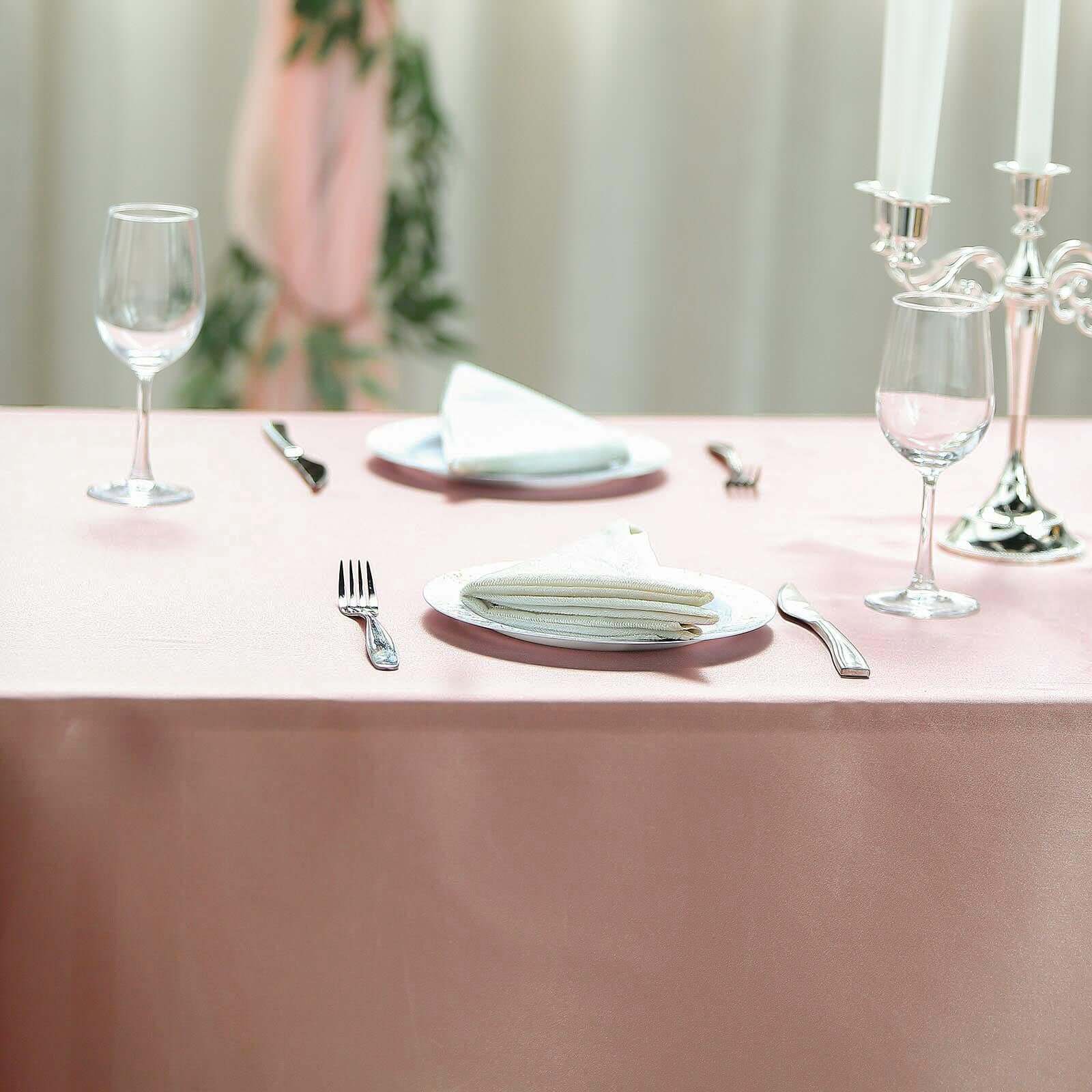 Satin Rectangular 60"x126" Tablecloth Dusty Rose - Smooth and Lustrous Table Cover