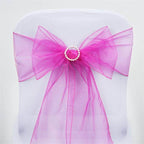 5 Pack Organza Chair Sashes Fuchsia - Reusable Sheer Chair Bows 6"x108"