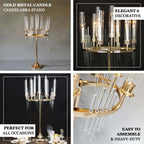 Metal 9-Arm Round Cluster Taper Candelabra Table Centerpiece Gold - Candlestick Holder Table Centerpiece With Drip Accents and Clear Glass Shades 40"