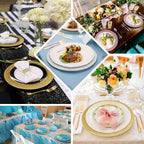 6-Pack Acrylic Plastic Round Charger Plates 13" in Gold with Dust Free Glitter Finish, Decorative Dinner Party Charger Tableware