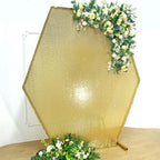 8ftx7ft Metallic Gold Shiny Sequin Hexagon Backdrop Stand Cover, Shiny Sparkle 2-Sided Custom Fit Wedding Arch Cover