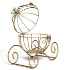Candle Holder Gold Wrought Iron Cinderella Carriage Card Display - Wedding Table Accent 11"